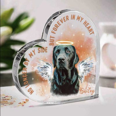 Dog Portrait With Angel Wings Acrylic Block - Pet Memorial Gifts - Gift For Loss Of Dog - No Longer By My Side But Forever In My Heart