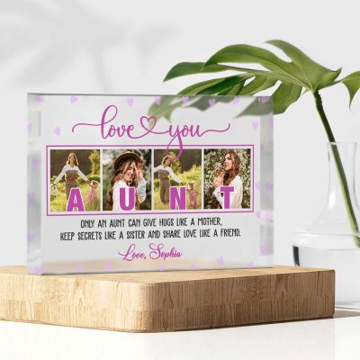 Mother's Day Gifts For Auntie - Custom Aunt Picture Acrylic Plaque - Personalized Aunt Photo Gifts - Aunt Gifts From Niece Nephew