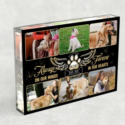 Forever In Our Hearts - Custom Photo Pet Acrylic Plaque - Personalized Dog Memorial Keepsake - Pet Loss Gifts