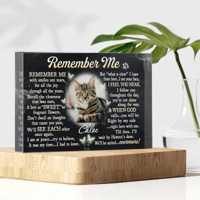 Remember Me - Custom Photo Cat Rectangle Acrylic Plaque - Cat Memorial Gifts - Pet Sympathy Gift