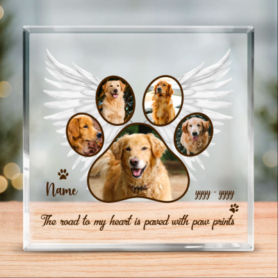 You Left Paw Prints On Our Hearts Forever - Custom Dog Memorial Acrylic Plaque - Pet Loss Gifts Personalized -  Sympathy Gifts For Dog Owners