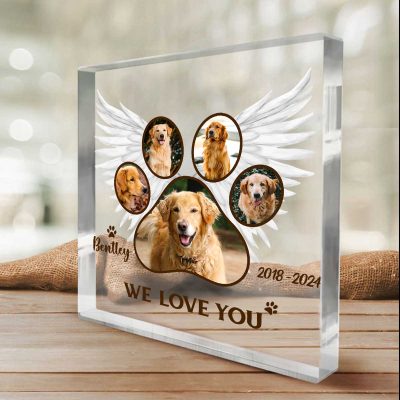 You Left Paw Prints On Our Hearts Forever - Custom Dog Memorial Acrylic Plaque - Pet Loss Gifts Personalized- Sympathy Gifts For Dog Owners