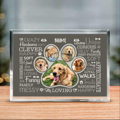 Dog Paw Print Custom Photo Acrylic Plaque - Personalized Dog Remembrance Gifts - Gift For Dog Mom - Loss of Dog Gift