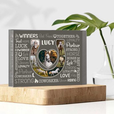 Horse Paw Print Custom Photo Acrylic Plaque - Personalized Horse Remembrance Gifts - Gift For Horse Lovers - Horse Memorial Gifts