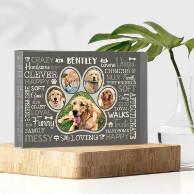 Dog Paw Print Custom Photo Acrylic Plaque - Personalized Dog Remembrance Gifts - Gift For Dog Mom - Loss of Dog Gift