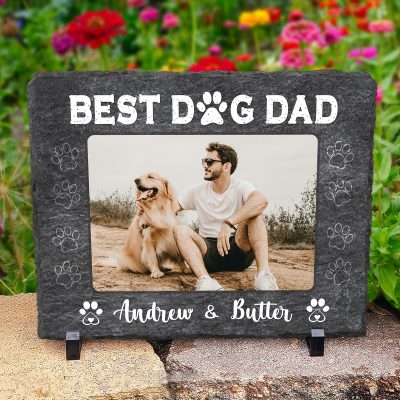 Best Dog Dad Custom Photo Slate - Dog Dad Stone - Father's Day Gift For Dog Dad From Dog