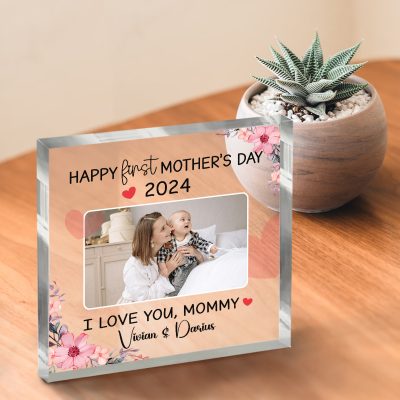 Personalized Happy First Mother's Day Photo Acrylic Plaque - First Time Mom Gifts - 1st Mothers Day Gift From Baby