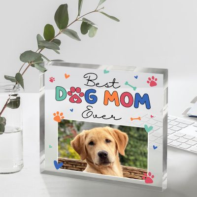 Best Dog Mom Ever - Custom Photo Acrylic Plaque - Gifts For Dog Mom From Dog