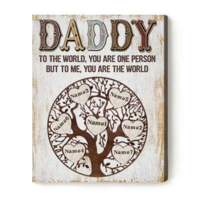 Daddy To Us You Are The World - Custom Daddy Sign With Kids Name - Daddy Father's Day Gifts - Gift For Father