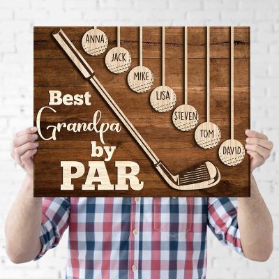 Best Grandpa By Par - Grandpas Golf Sign Custom Grandkids Names - Grandpa Golf Fathers Day Custom Sign - Grandad Golf Gift