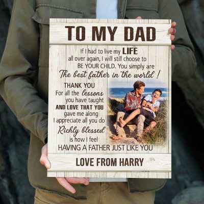 Fathers Day Gifts From Son - To My Dad Custom Photo Canvas - Birthday Gifts For Dad - Photo Canvas For Dad