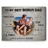 Father’s Day Gifts For Bonus Dad - To My Best Bonus Dad Custom Photo Canvas - Personalized Bonus Dad Gifts