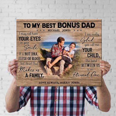 Father’s Day Gifts For Bonus Dad - To My Best Bonus Dad Custom Photo Canvas - Personalized Bonus Dad Gifts