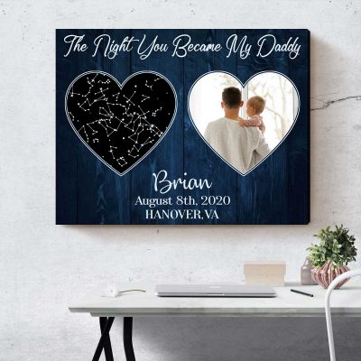 Father's Day Gift For New Dad - The Night You Became My Daddy - Custom New Dad Night Sky Print With Photo - First Time Dad Gift From Wife
