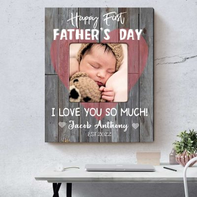 First Father's Day Gifts From Baby - 1st Father's Day Custom Photo Canvas - First Time Fathers Day Gift - Gift For New Dad