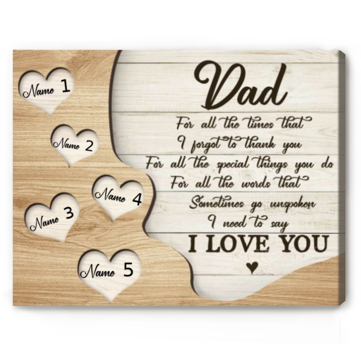 Father Day Gifts From Kids - I Need To Say I Love You Dad - Custom Dad Sign  With Kid Names - Gift For Dad From Daughter Son - Wrapped Canvas, 14x11 ..., image size:1200x1200