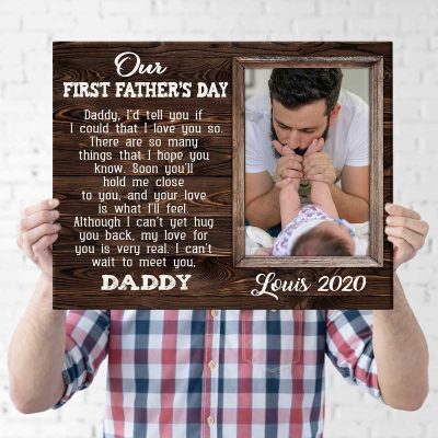 1st Father's Day From Unborn Baby - First Fathers Day Custom Sonogram Canvas - Baby Ultrasound Gifts For New Dad - Gifts For Expecting Dad