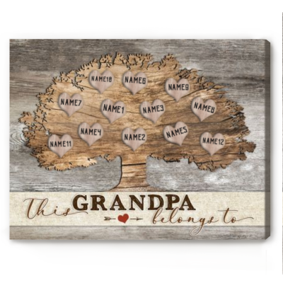 Father's Day Gift For Grandpa - This Grandpa Belongs To - Custom Grandkids Name Sign For Grandpa - Family Tree Gift For Grandpa - Grandpa Gift From Grandkids