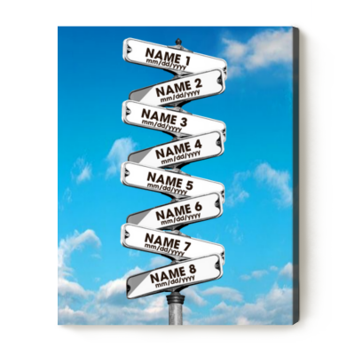 BEST SELLERS 59 Custom Multi-names Date Of Birth Street Sign Canvas - Family Road Sign Gifts - Family Inspiration Wall Art - Father's Day Gift