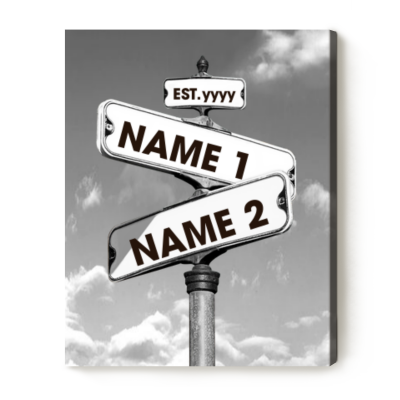 Custom Street Sign With Couple's Names - Intersection Sign Engagement Gifts - Wedding Engagement Gift For Couple - Intersection Love Road Sign