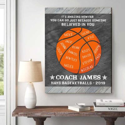 Because Someone Believed In You - Custom Basketball Coach Sign With Name - Personalized Basketball Coach Appreciation Gift - Basketball Coach Gift 3 Because Someone Believed In You - Custom Basketball Coach Sign With Name - Personalized Basketball Coach Appreciation Gift - Basketball Coach Gift