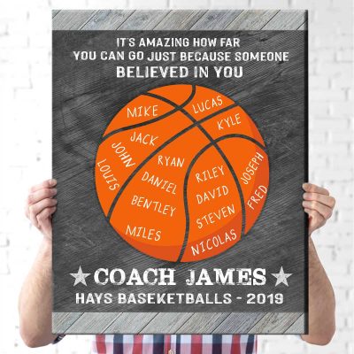 Because Someone Believed In You - Custom Basketball Coach Sign With Name - Personalized Basketball Coach Appreciation Gift - Basketball Coach Gift 1 Because Someone Believed In You - Custom Basketball Coach Sign With Name - Personalized Basketball Coach Appreciation Gift - Basketball Coach Gift
