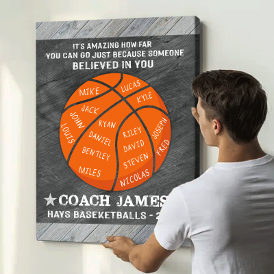 Because Someone Believed In You - Custom Basketball Coach Sign With Name - Personalized Basketball Coach Appreciation Gift - Basketball Coach Gift 2 Because Someone Believe In You - Custom Basketball Coach Sign With Name - Personalized Basketball Coach Appreciation Gift - Basketball Coach Gift