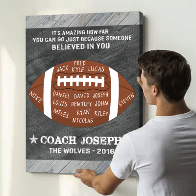 Because Someone Believed In You - Custom Football Coach Sign With Names - Gift For Football Coach - Football Coach End Of Season Gift 2 Because Someone Believed In You - Custom Football Coach Sign With Names - Gift For Football Coach - Football Coach End Of Season Gift
