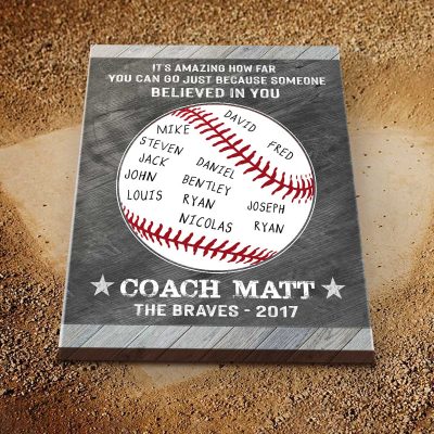 Because Someone Believed In You - Custom Baseball Coach Sign With Names - Baseball Coach Appreciation Gift - End Of Season Baseball Manager Gift 4 Because Someone Believed In You - Custom Baseball Coach Sign With Names - Baseball Coach Appreciation Gift - End Of Season Baseball Manager Gift