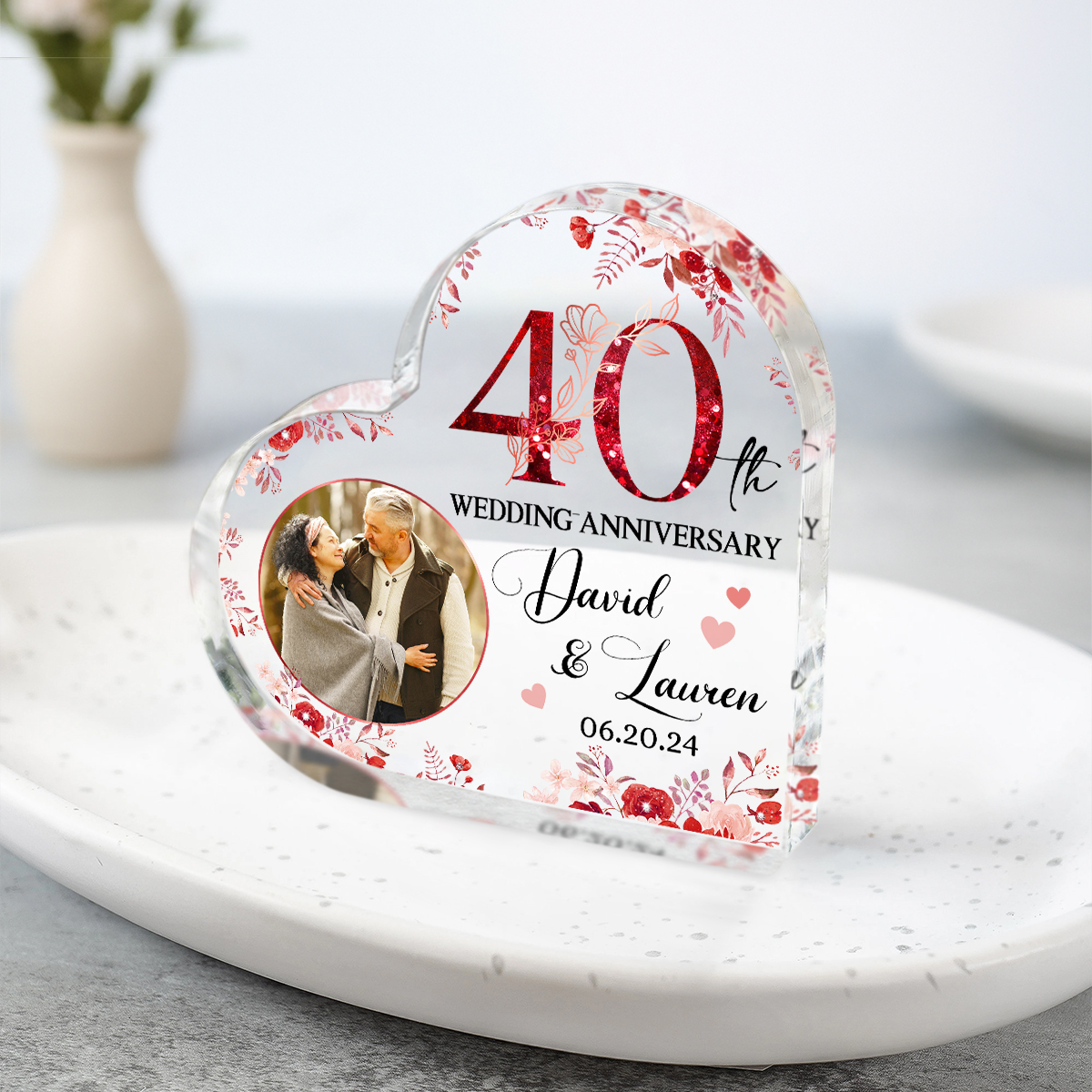 40th Anniversary Acrylic Heart Plaque - 40th Ruby Gift for Parents - Personalized 40th Anniversary Gift - Ruby Anniversary Keepsake Gift 1 40th Anniversary Acrylic Heart Plaque - 40th Ruby Gift for Parents - Personalized 40th Anniversary Gift - Ruby Anniversary Keepsake Gift
