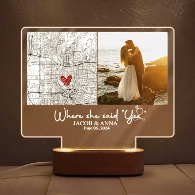 BEST SELLERS 72 where she said yes custom location map engagement night light personalized engagement gifts unique gift for newly engaged 1 1