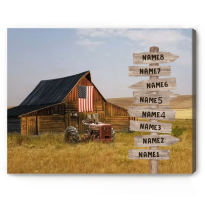 BEST SELLERS 73 Father's Day Gifts For Dad, American Barn Art Multi-names Premium Canvas, Custom Family Name Street Sign, Patriotic Gifts For Dad Grandpa