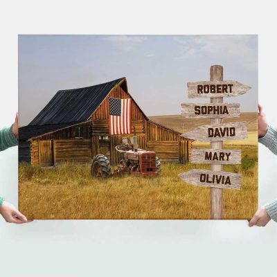 BEST SELLERS 74 American Barn Art Multi-names Premium Canvas - Custom Family Name Street Sign Wall Art - Personalized Family Gifts For Dad Grandpa