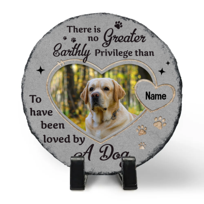 Custom Dog Headstone With Photo - Personalized Slate Stone For Memorial Dog - Dog Loss Gift - Pet Memorial Gift