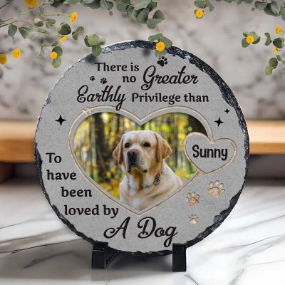 Custom Dog Headstone With Photo - Personalized Slate Stone For Memorial Dog - Dog Loss Gift - Pet Memorial Gift
