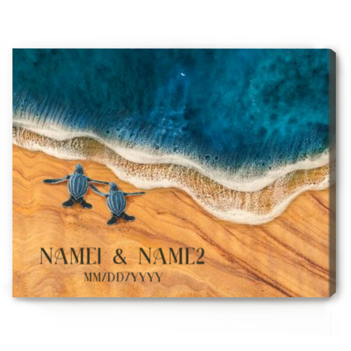 Custom Beach Couple Names And Special Date Sign - Personalized Beach Gift For Wedding Or Engagement - Beach House Decor Wall Art
