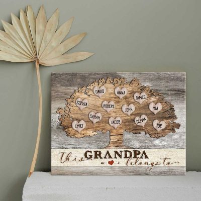 Father's Day Gift For Grandpa - This Grandpa Belongs To - Custom Grandkids Name Sign For Grandpa - Family Tree Gift For Grandpa - Grandpa Gift From Grandkids