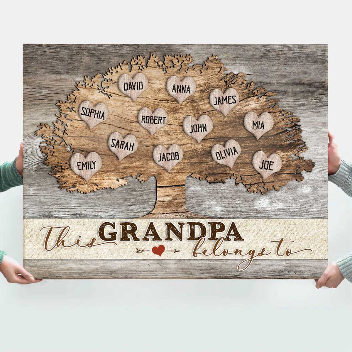 Father's Day Gift For Grandpa - This Grandpa Belongs To - Custom Grandkids Name Sign For Grandpa - Family Tree Gift For Grandpa - Grandpa Gift From Grandkids