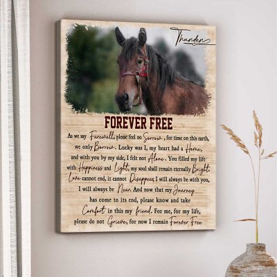 Forever Free Horse Memorial Custom Photo Canvas - Horse Remembrance Gift - Memorial Canvas For Horse - Death of Horse Gift