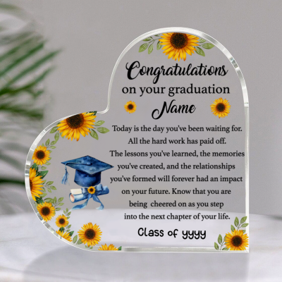 Congratulations On Your Graduation - Custom Graduation Heart Acrylic Plaque - 2024 Graduation Gift For Her Him - College Graduation Gift