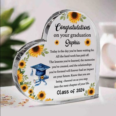 Congratulations On Your Graduation - Custom Graduation Heart Acrylic Plaque - 2024 Graduation Gift For Her Him - College Graduation Gift