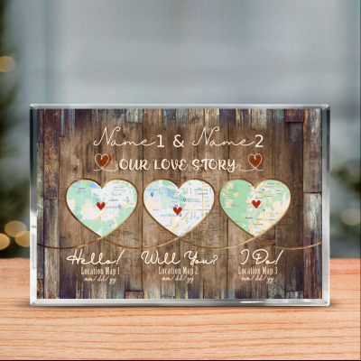 Hello Will You I Do Custom Multi Location Map Acrylic Plaque