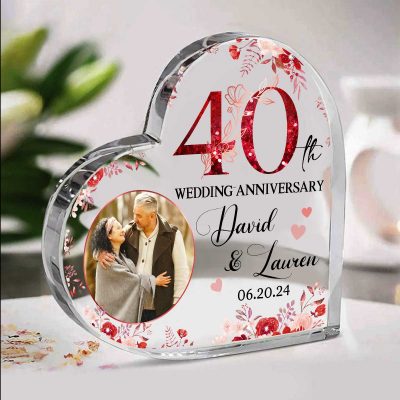 40th Anniversary Acrylic Heart Plaque - 40th Ruby Gift for Parents - Personalized 40th Anniversary Gift - Ruby Anniversary Keepsake Gift