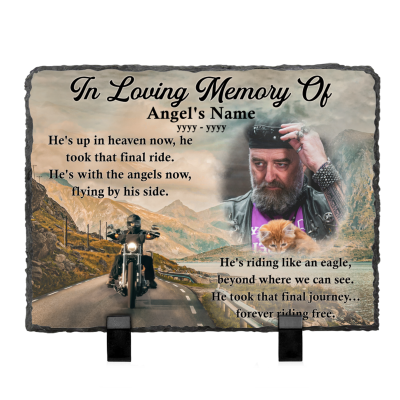 Personalized Memorial Tile with Motorcyclist - Sympathy Motorcycle Headstones For Graves - Remembrance Gift For Motorcycle Rider