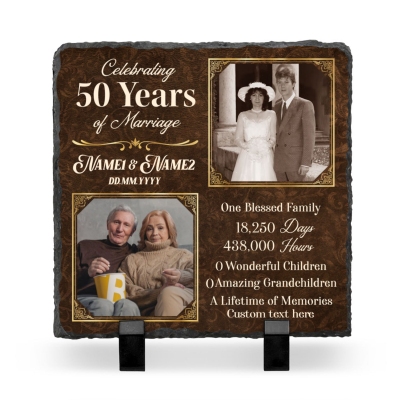 BEST SELLERS 95 Celebrating 50 Years Of Marriage - Custom Then And Now 50th Anniversary Picture Stand Stone - Personalized Gift For Parents Golden Anniversary