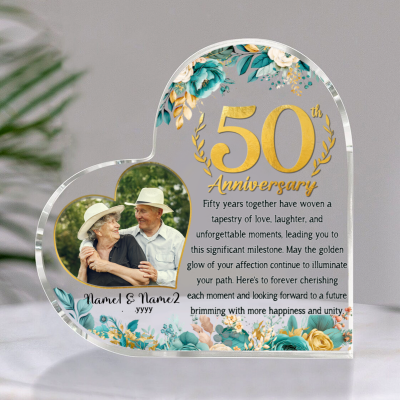 Personalized 50th Anniversary Heart Acrylic Plaque