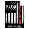 Custom Papa Thin Red Line Flag Blanket - Firefighter Christmas Gifts - Firefighter Grandpa Blanket With Grandkids Names