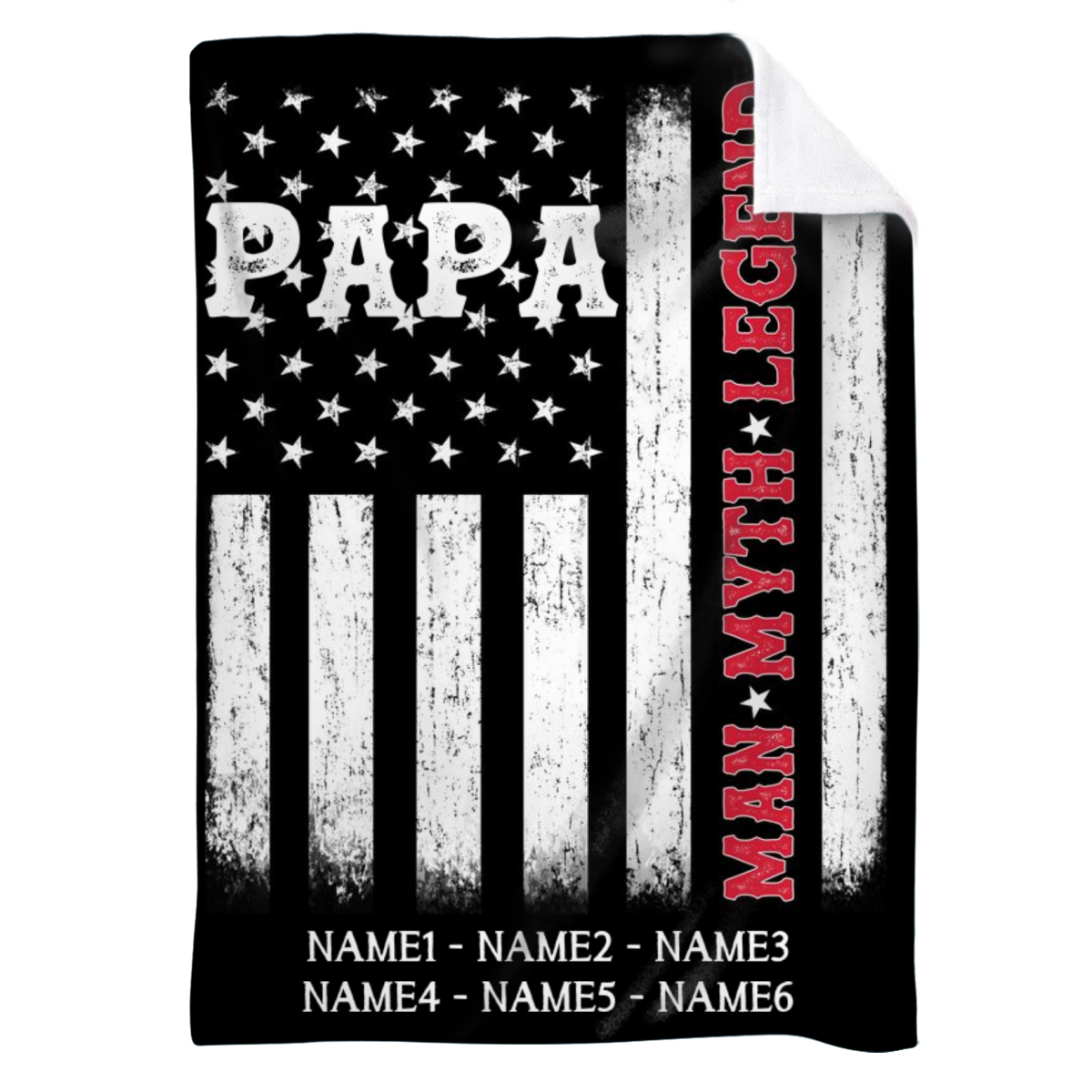 Custom Papa Thin Red Line Flag Blanket - Firefighter Christmas Gifts - Firefighter Grandpa Blanket With Grandkids Names