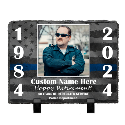 Custom Police Retirement Slate With Photo - Personalized Happy Retirement Police Officer Gifts - Cop Retirement Gift