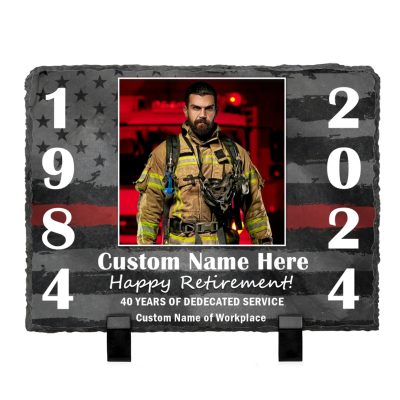Custom Firefighter Retirement Photo Stone Plaques - Firefighter Retirement Gifts For Men - Fireman Retirement Party Gift